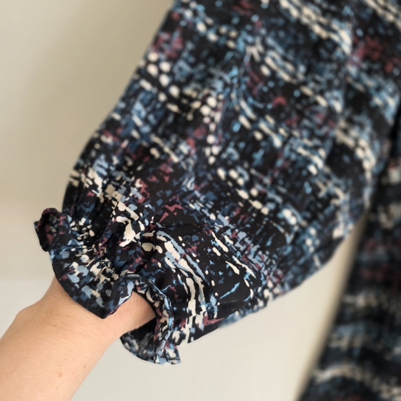 Zac & Rachel Women's Multi-Colored Patterned Ruffle Blouse Sz 2X - Picture 5 of 12